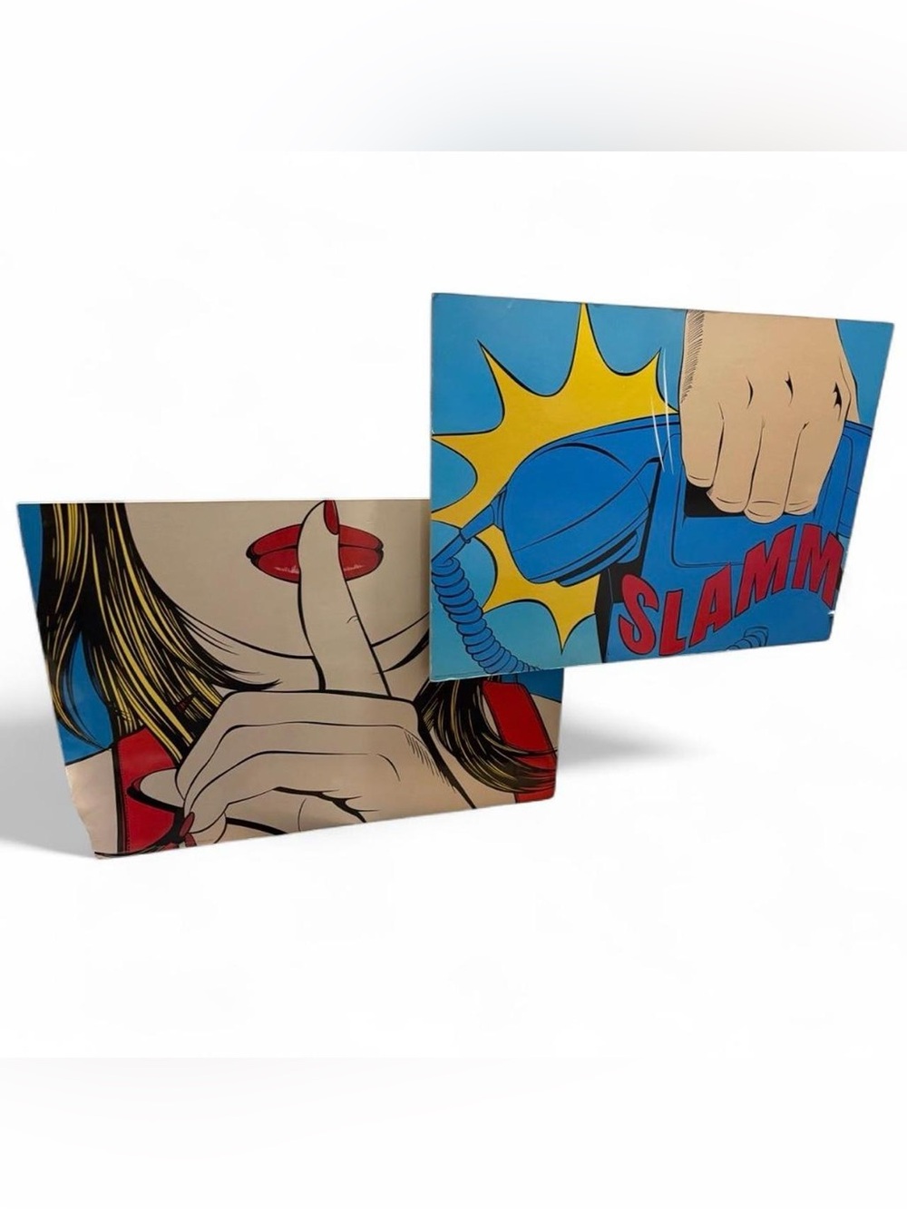 Vintage Y2K IKEA Pop Art Duo in Blue, Red, Yellow Set of 2